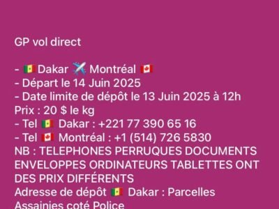 GP VOL DIRECT DAKAR-MONTREAL