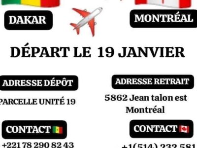 GP VOL DIRECT SENEGAL-CANADA(DAKAR-MONTREAL)
