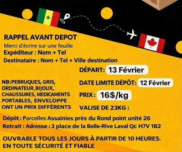 SEN COLIS GP SENEGAL-CANADA(DAKAR-MONTREAL)