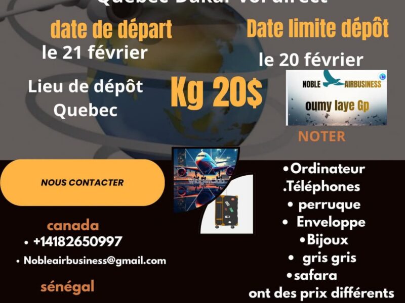 GP NOBLE AIRBUZ CANADA-SENEGAL(QUEBEC-DAKAR)