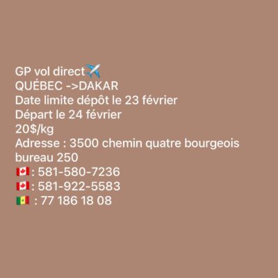 GP VOL DIRECT SENEGAL-CANADA